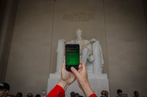 taking a shot of the lincoln memorial