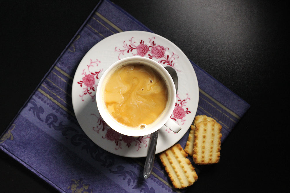 tea with milk and cookies