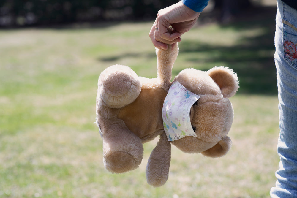 teddy bear with a face mask