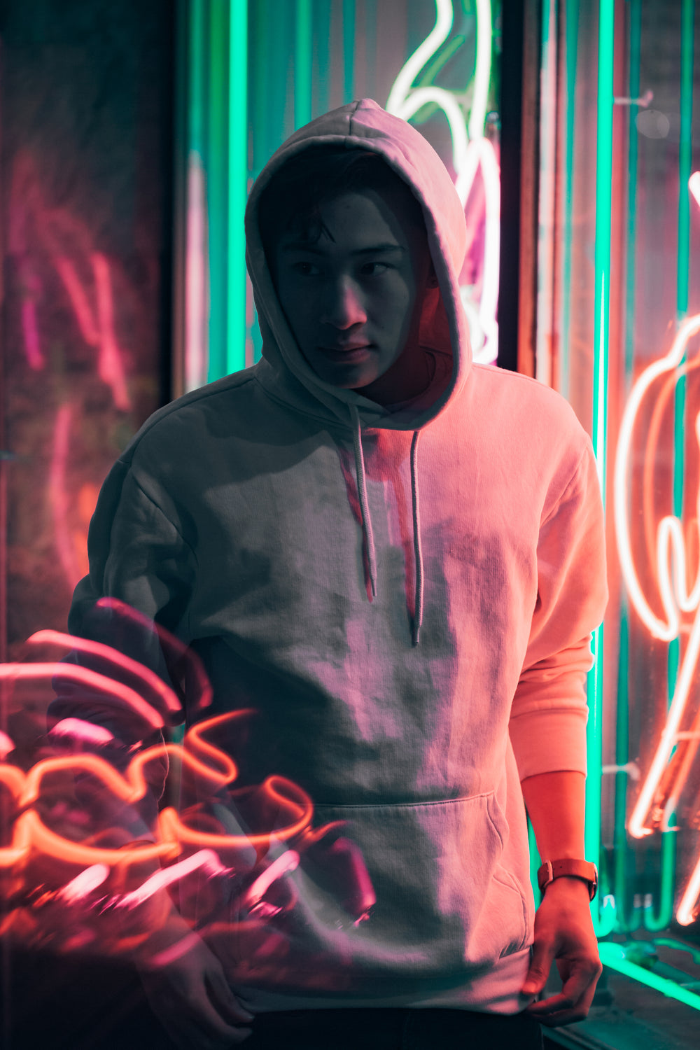 teen fashion hoodie with urban neon