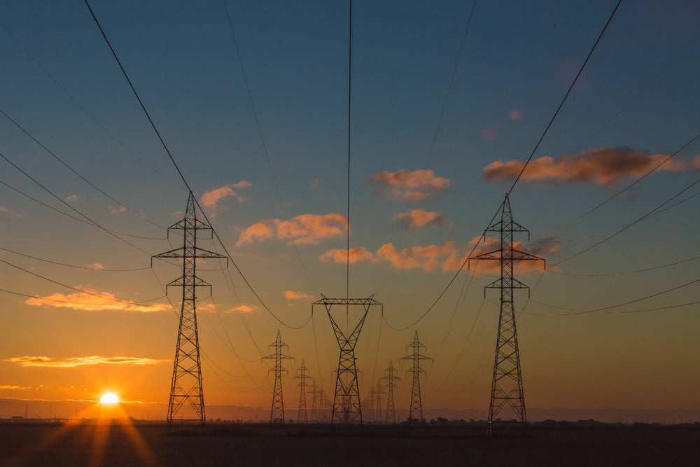 telephone wires at sunset