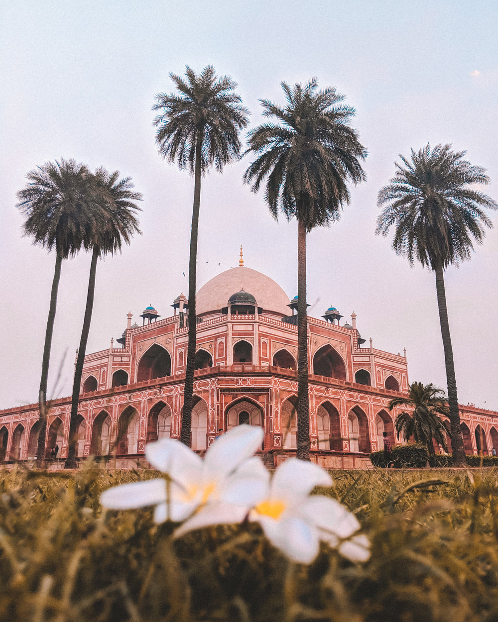 temple behind flower