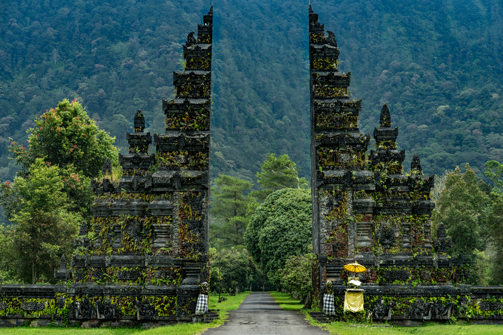 temple gateway by mountain