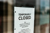 temporarily closed sign on door