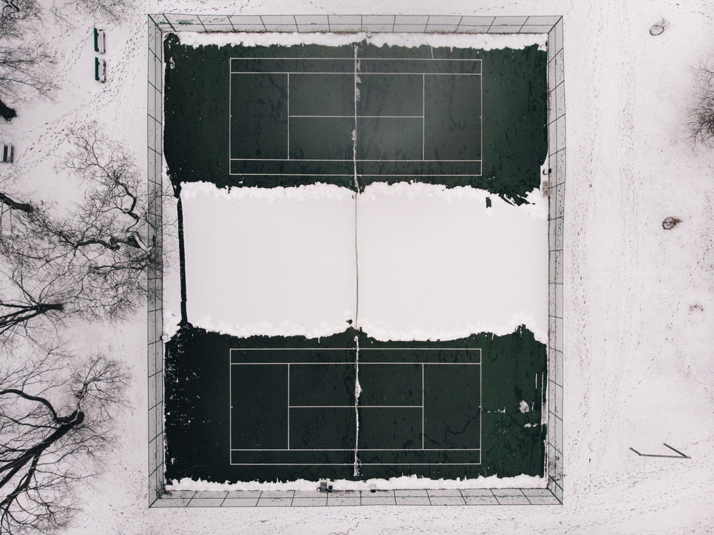 tennis courts abandoned for the winter season