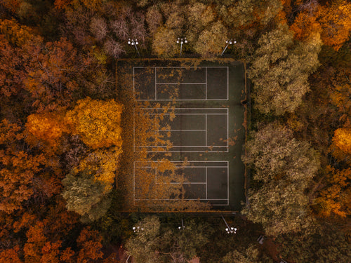 tennis courts in autumn
