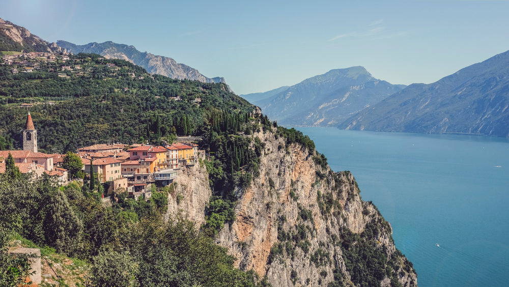 terracotta rooftops overlooking lake