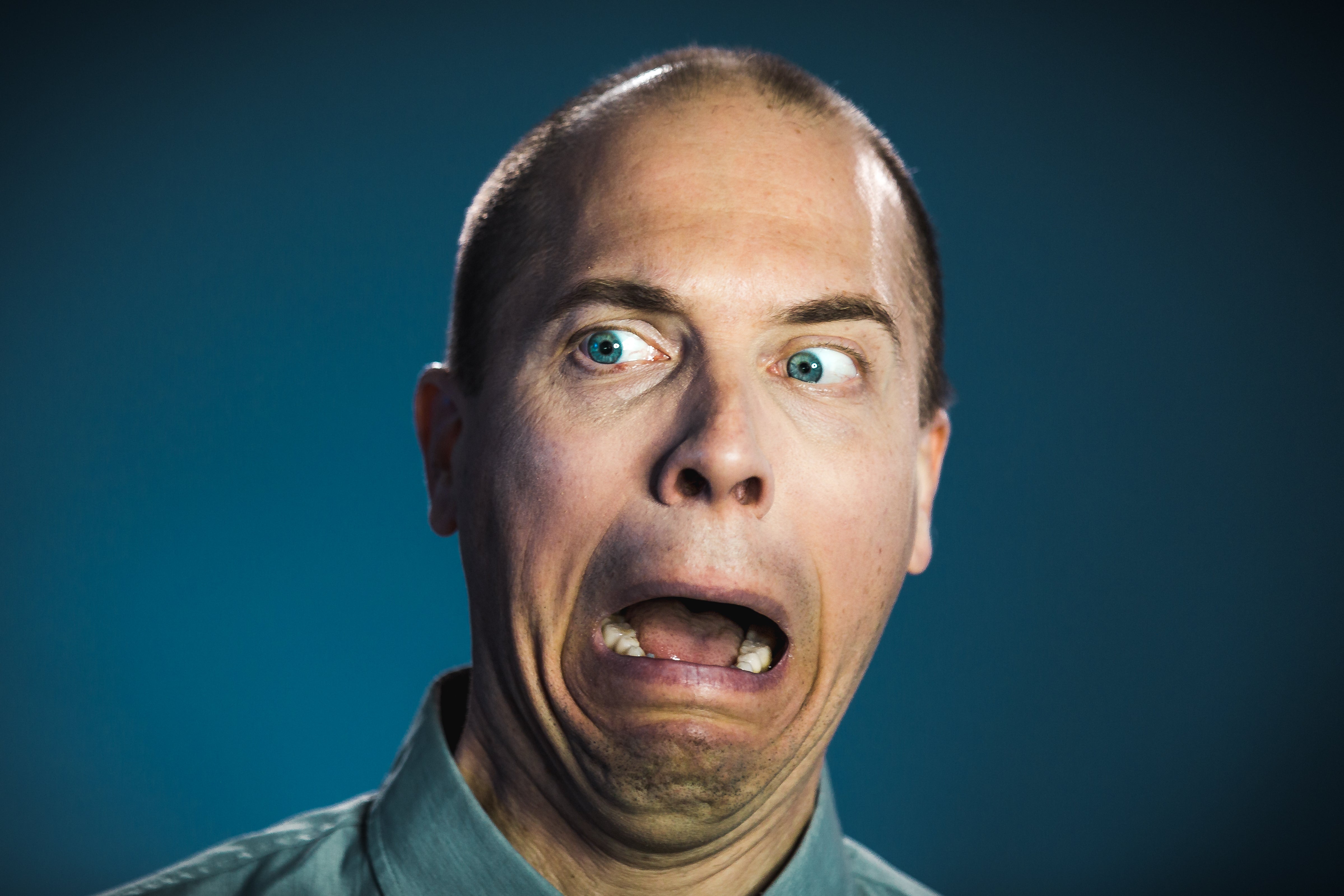 Man Screaming And Looking Terrified Stock Photo - Download Image