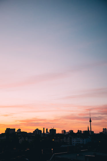 the berlin skyline in the last light of day