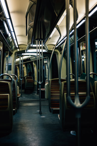 the empty interior of a public transit vehicle