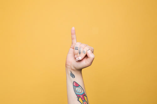 the letter "i" displayed in american sign language