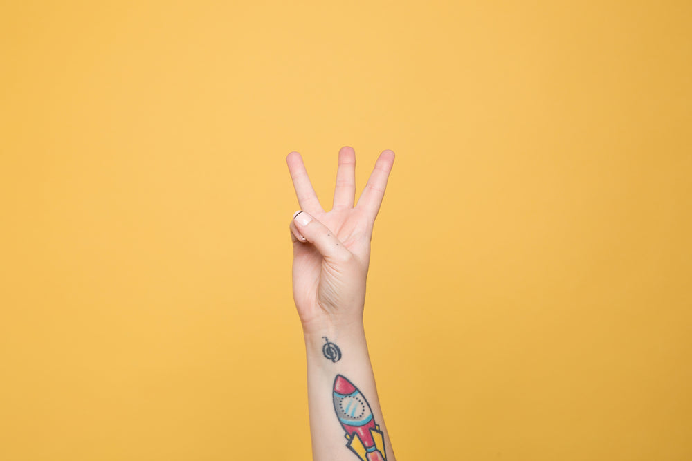 the letter "w" displayed in american sign language