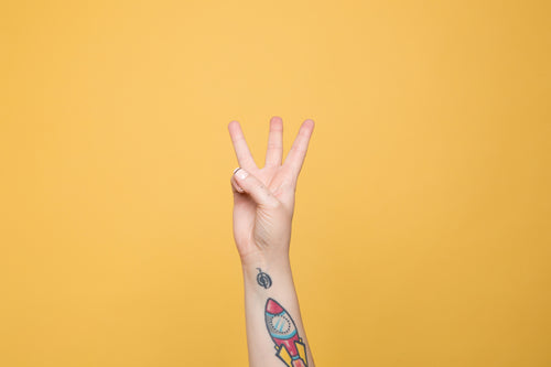 the letter "w" displayed in american sign language