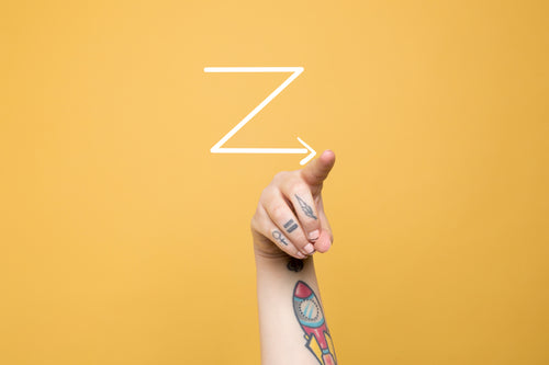 the letter "z" displayed in american sign language