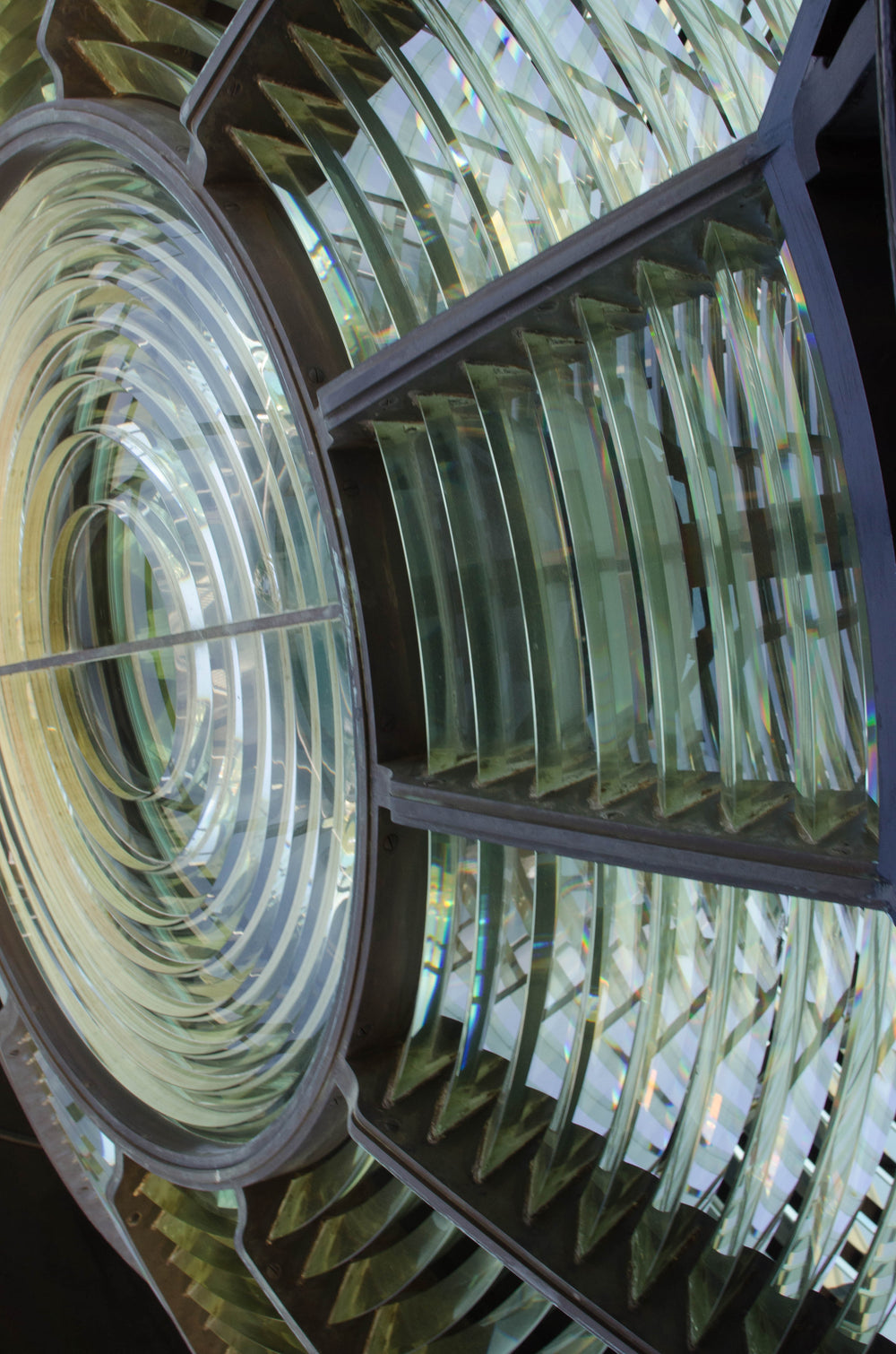 the panes of glass from a lighthouse lamp