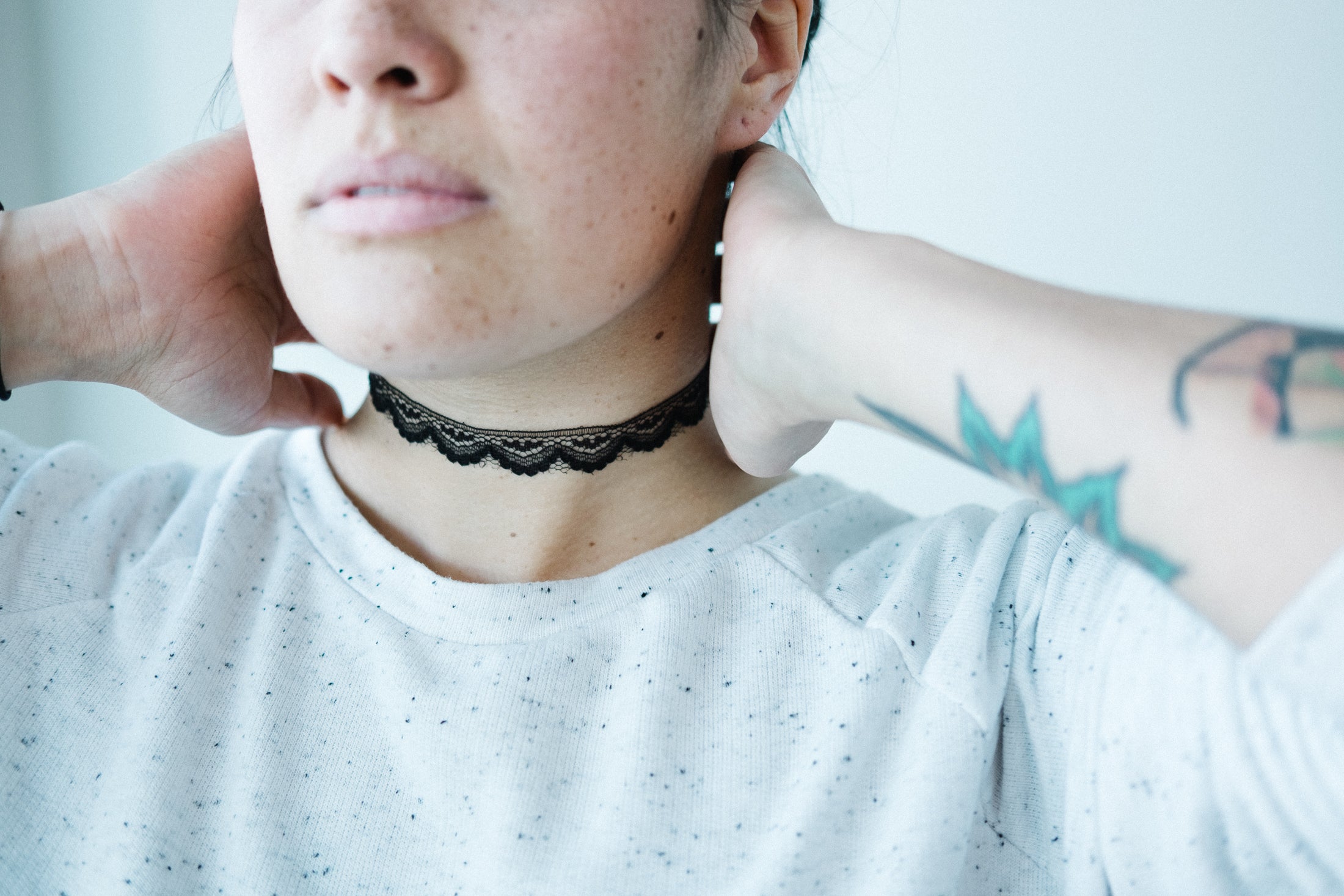 Picture of Thin Black Lace Choker - Free Stock Photo