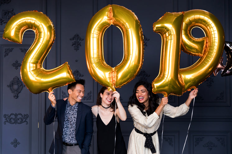 Three Friends Holding 2019 Helium Balloons