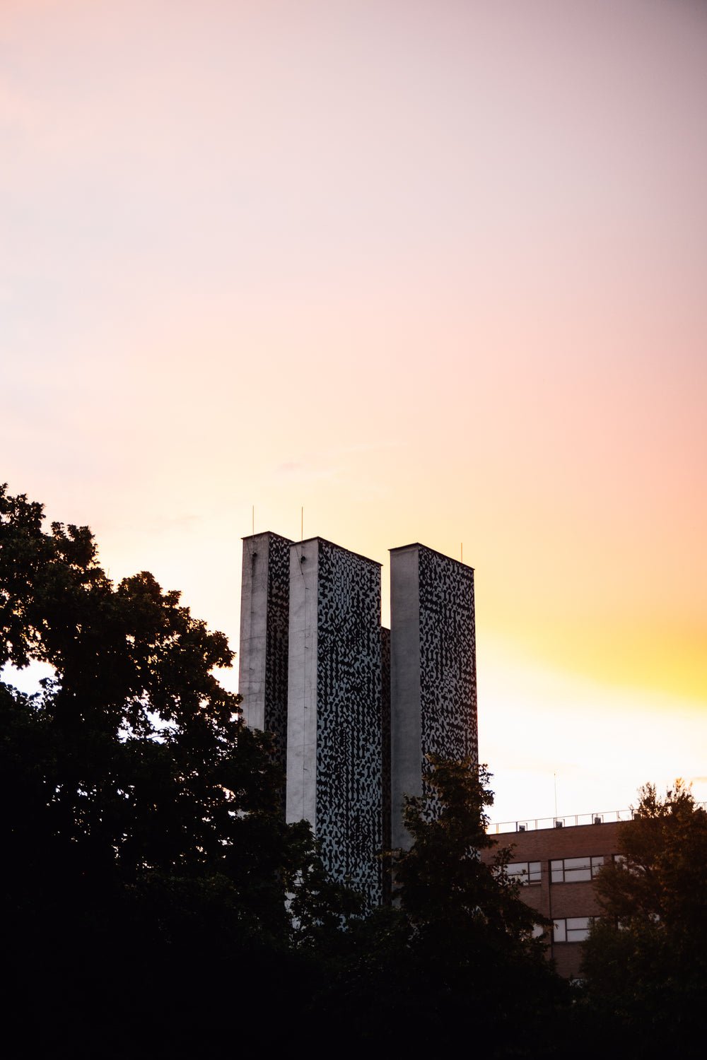 three towers at sunrise