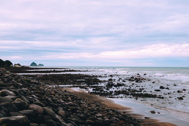 tide rolls in on a cloudy day