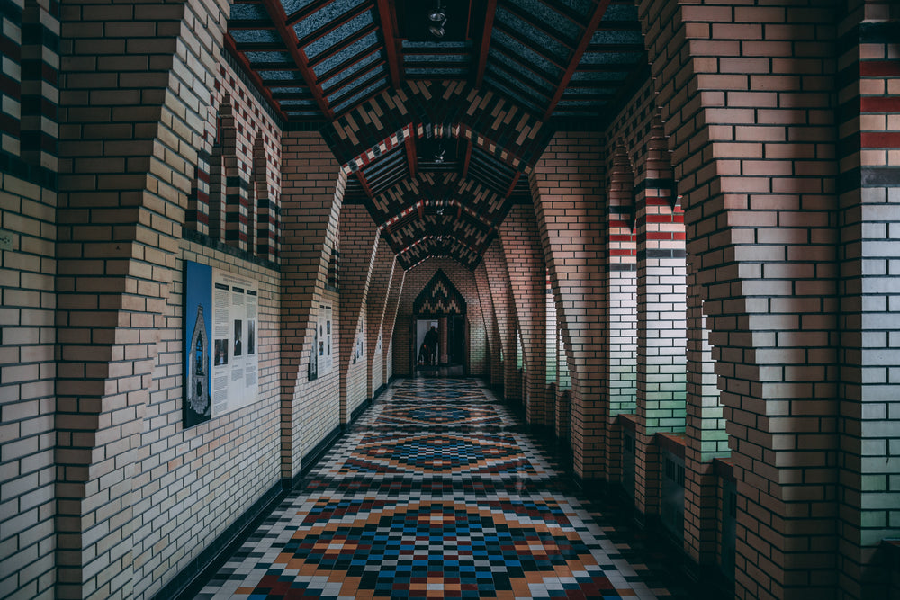 tile mosaic in hallway