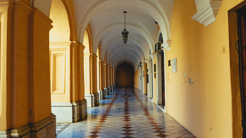 tiled floor under arches