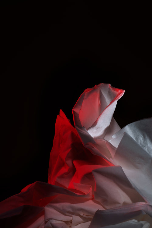 tissue lit with red