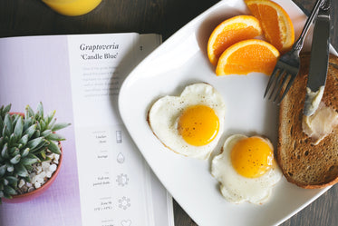 torrada e ovos no café da manhã
