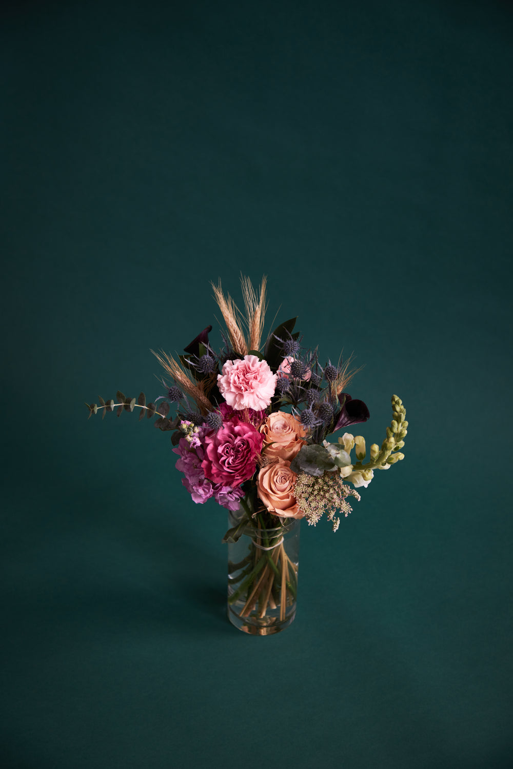 top down view of vivid floral arrangement