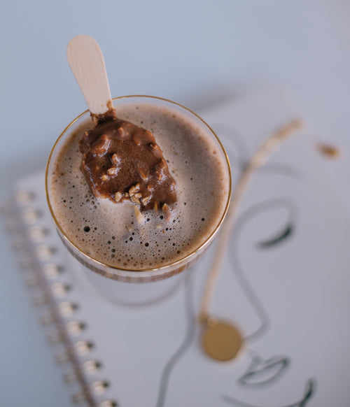 top view of a chocolate ice cream beverage