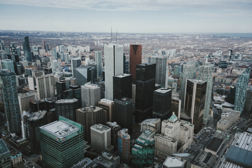 toronto city skyline with distant landscape