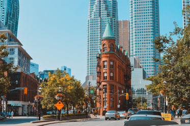 toronto flatiron building in summer