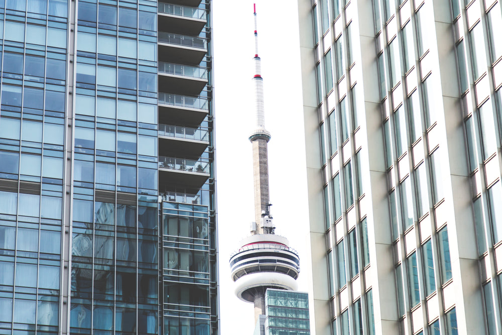 tower through buildings