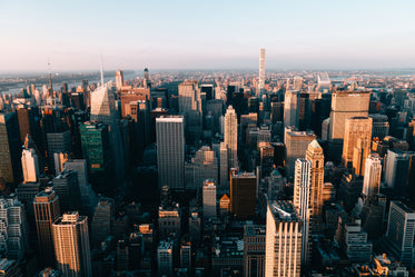 towering new york building from above