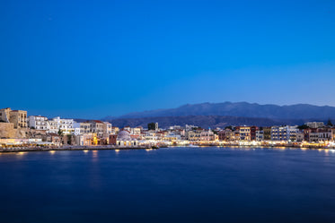 town on the water on a clear night