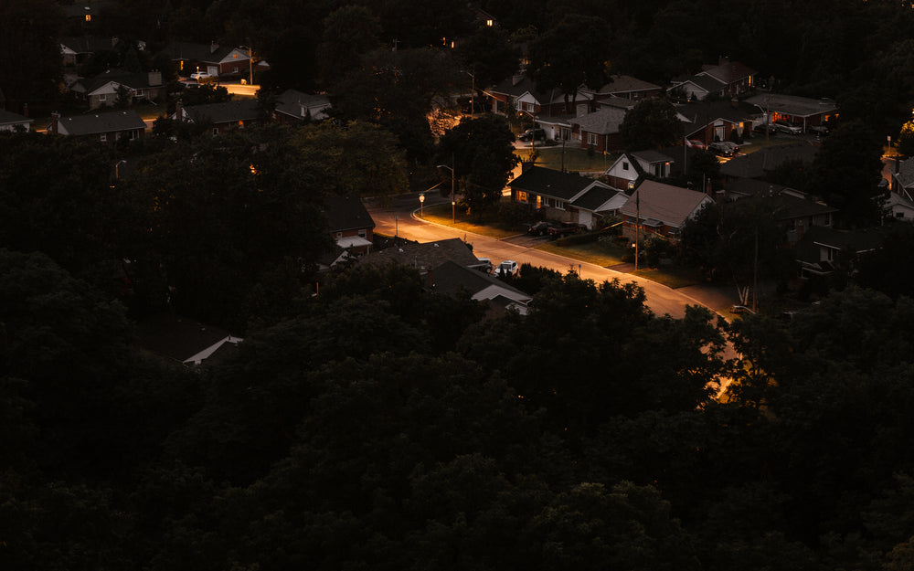 town street lit up