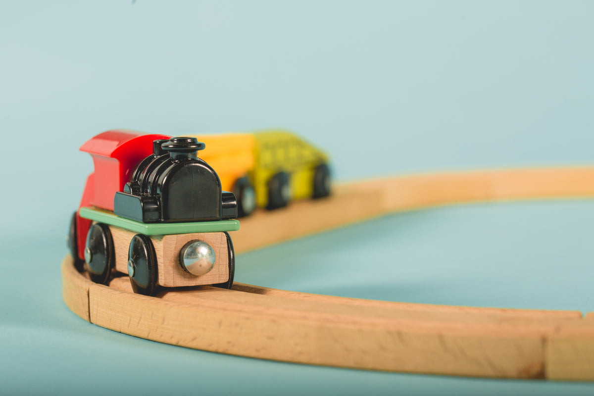 toy train on tracks