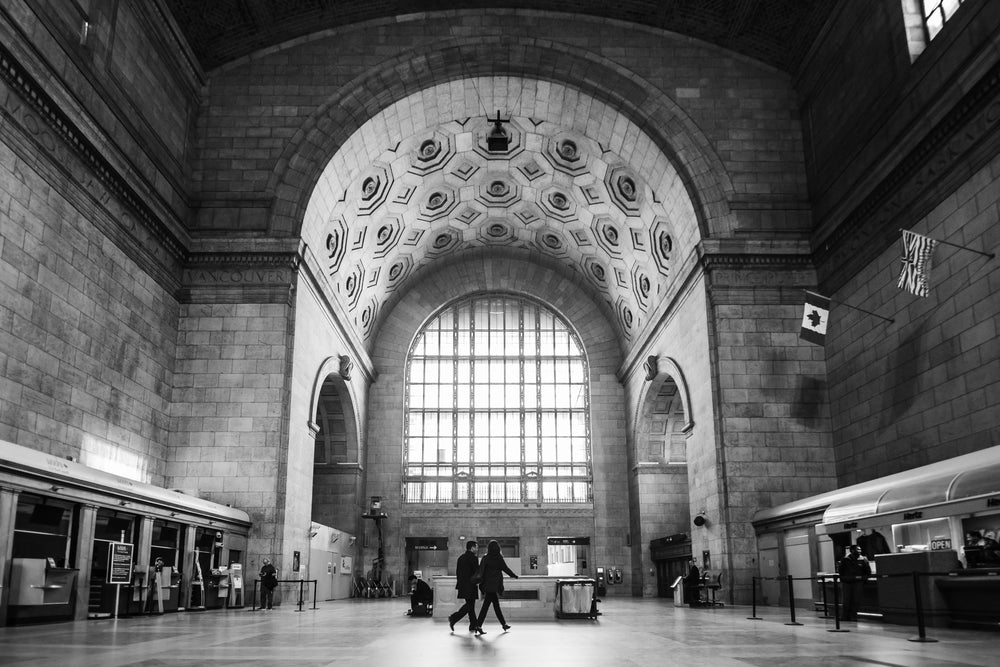 train station in black and white