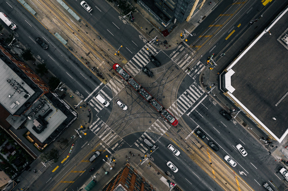 tram crosses intersection