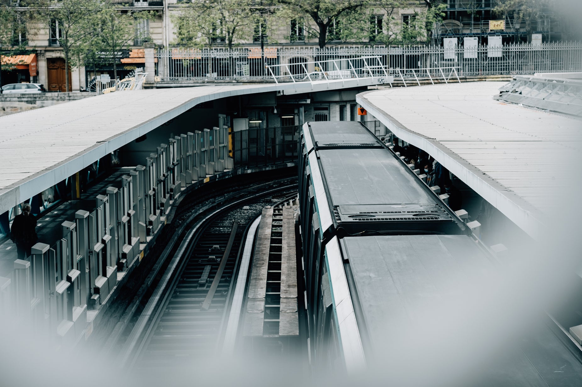 Browse Free HD Images of Transit Train Tracks Viewed From Directly Above