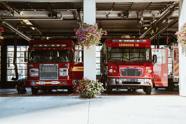two parked fire engines