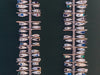 two rows of docked boats