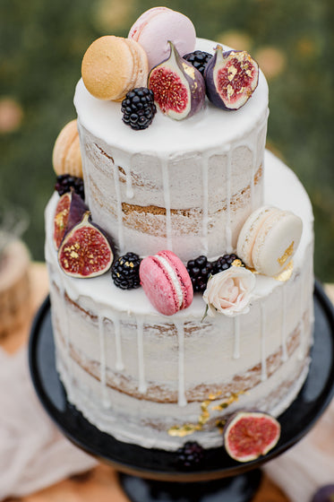 two tier white wedding cake