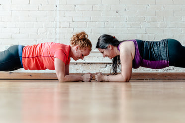 two women facing in planks