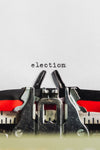 typewriter message says 'election'