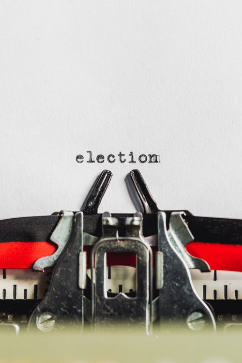typewriter message says 'election'