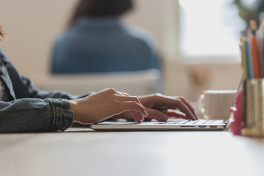 typing at desk