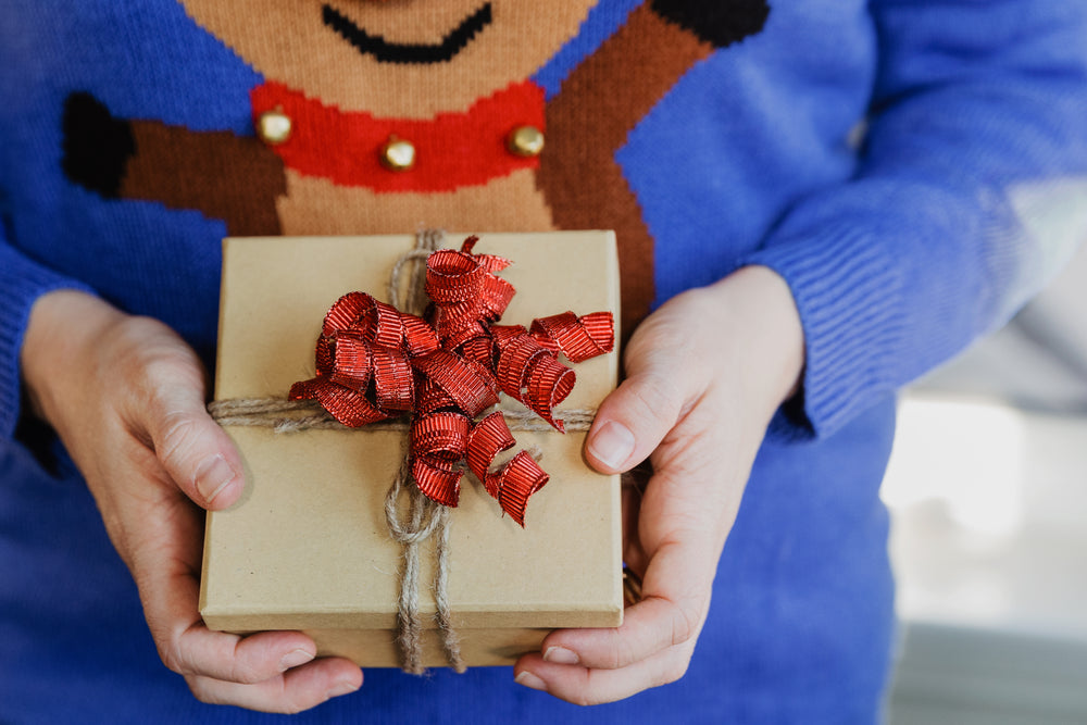 ugly christmas sweater and gift