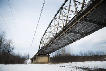 underneath a winter bridge