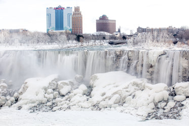 urban buildings atop niagara falls