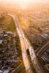 urban freeway with sun flare